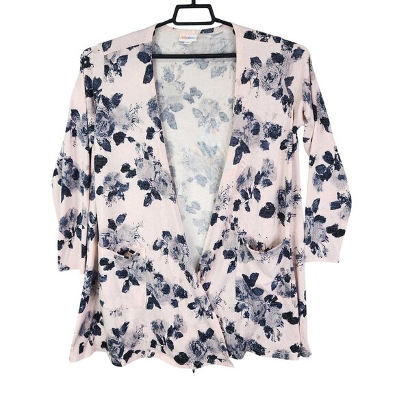 Womens Pink LuLaRoe Floral Print Open Front Cardigan w/ Pockets Size M - Picture 1 of 9